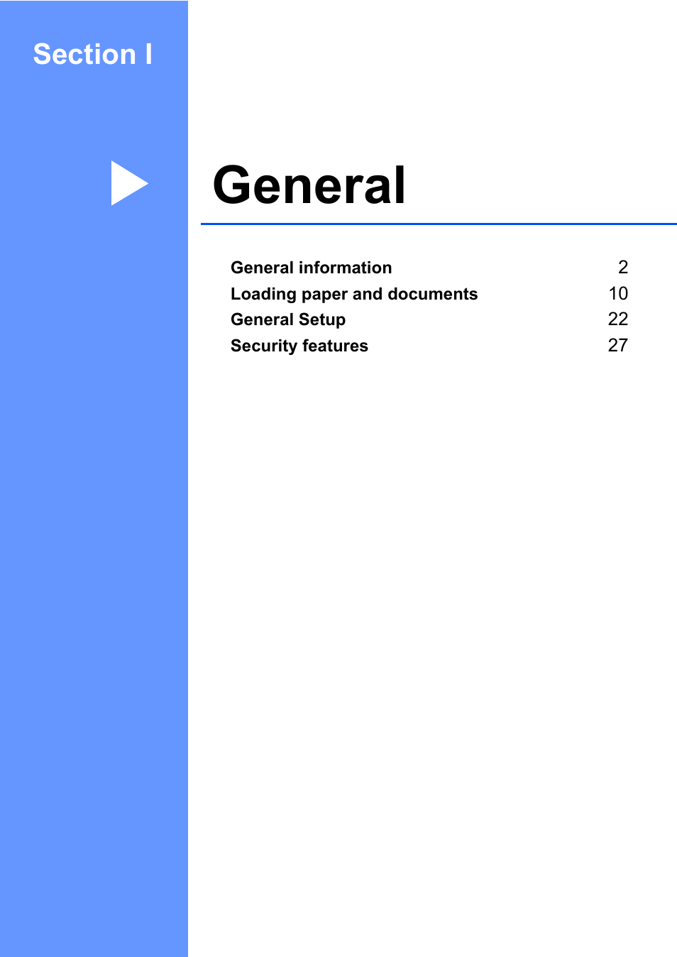 Section i: general, Section i general, General | Brother DCP-8085DN User Manual | Page 15 / 158
