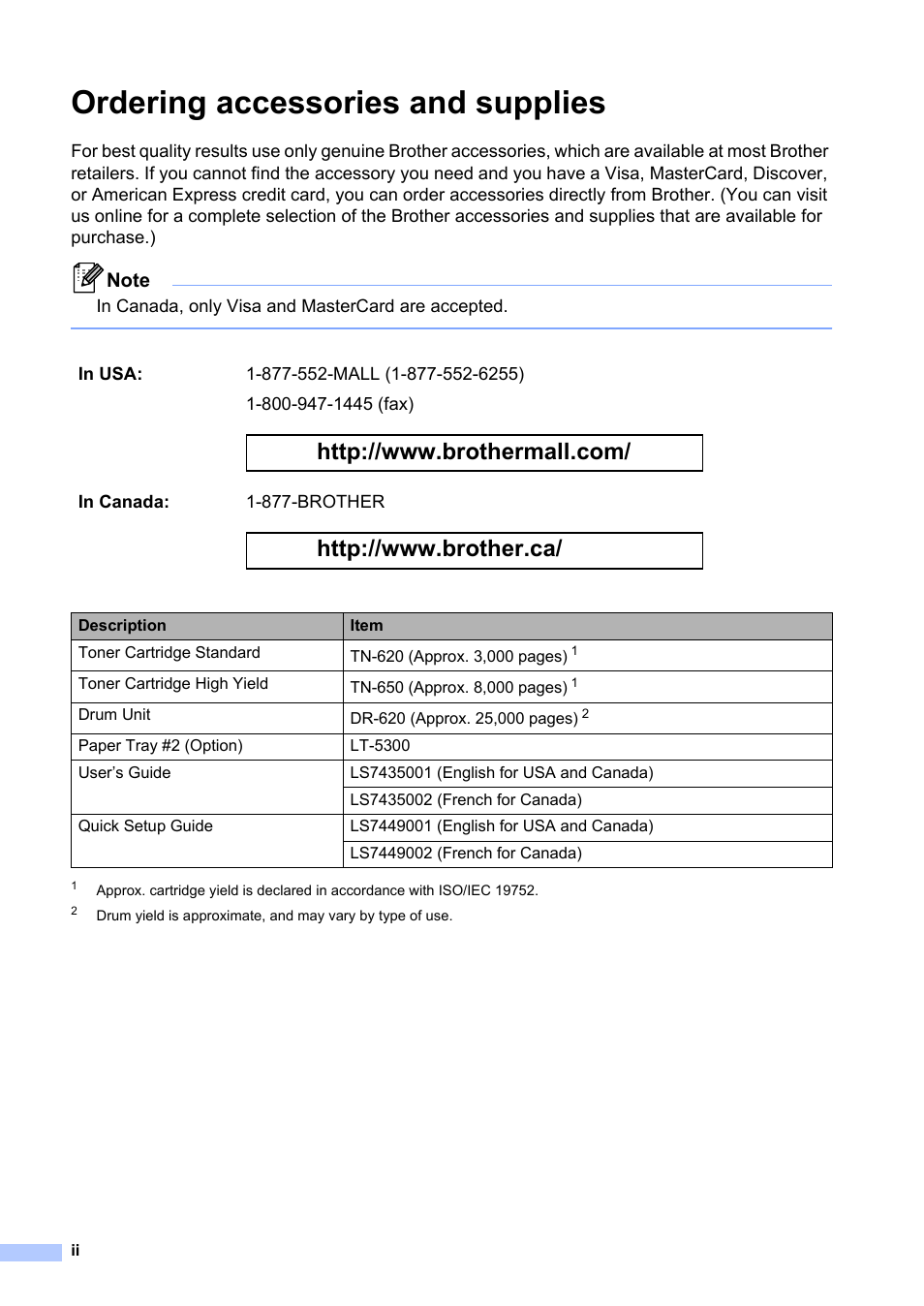 Ordering accessories and supplies | Brother DCP-8085DN User Manual | Page 4 / 158