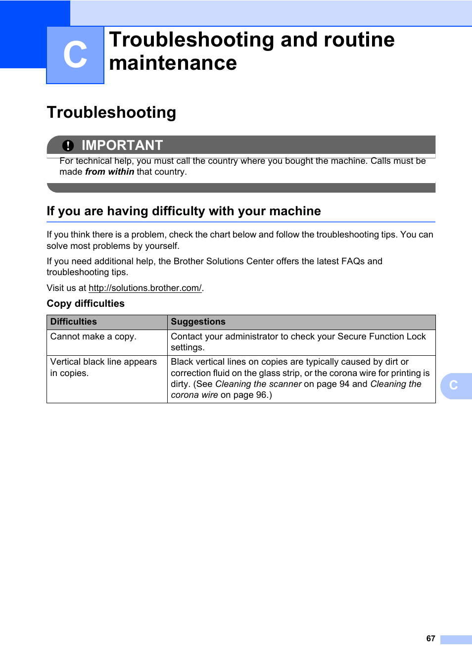 C troubleshooting and routine maintenance, Troubleshooting, If you are having difficulty with your machine | Troubleshooting and routine maintenance, Important | Brother DCP-8085DN User Manual | Page 81 / 158