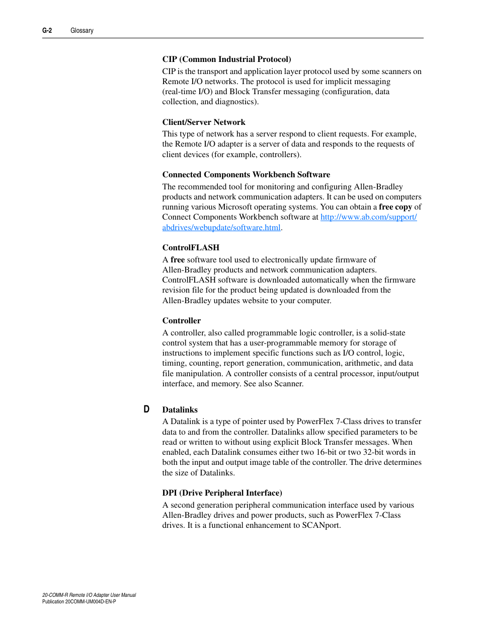 Rockwell Automation 20-COMM-R Remote I/O Adapter User Manual | Page 116 / 128