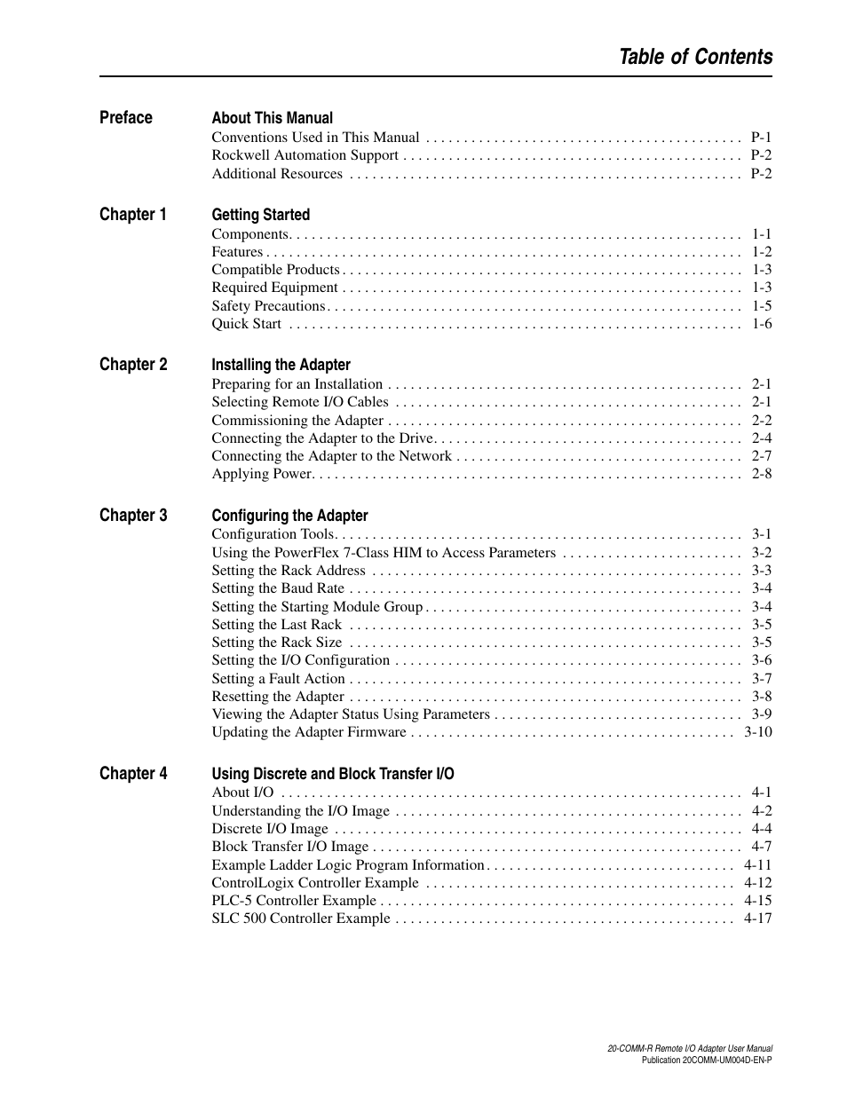 Rockwell Automation 20-COMM-R Remote I/O Adapter User Manual | Page 5 / 128