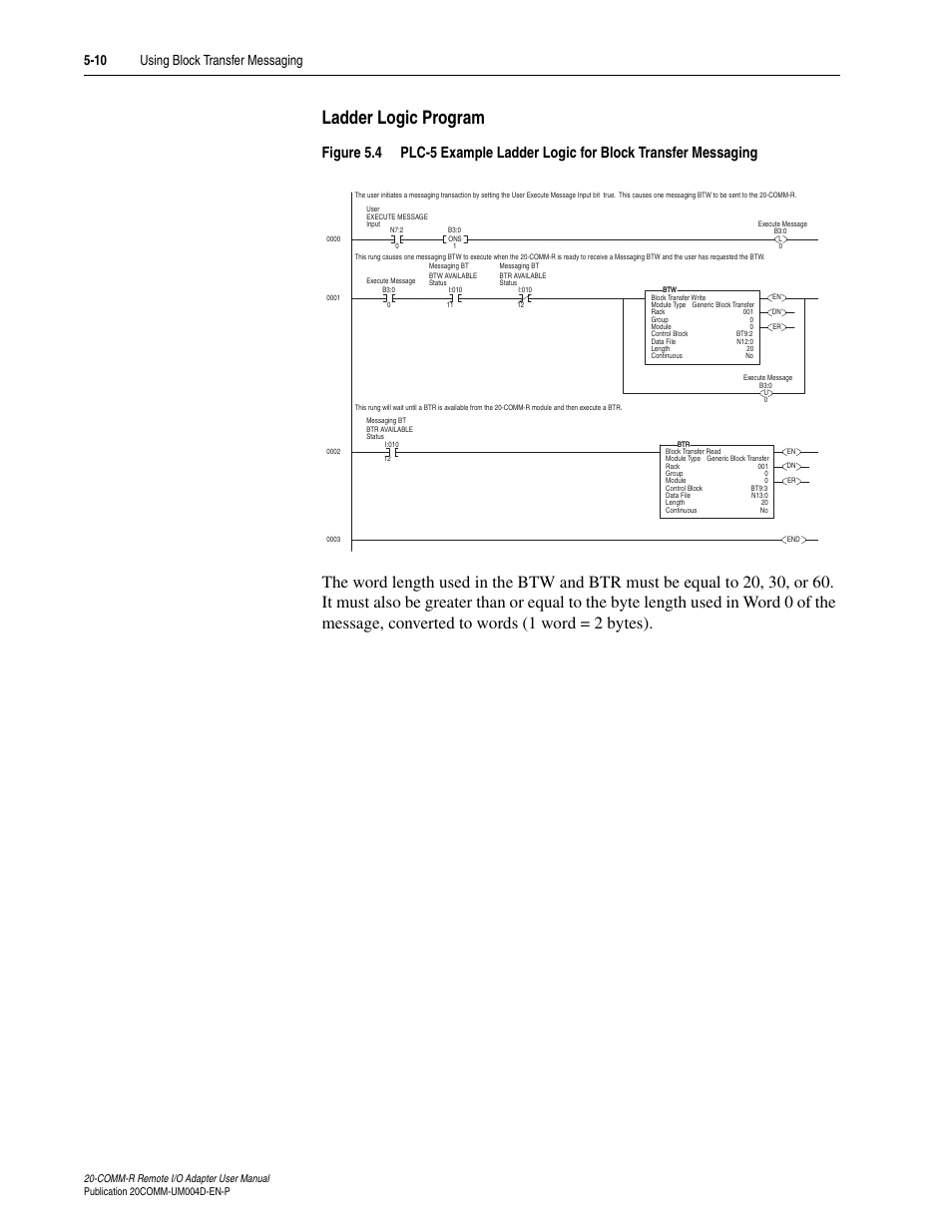 Ladder logic program, Figure 5.4 | Rockwell Automation 20-COMM-R Remote I/O Adapter User Manual | Page 68 / 128