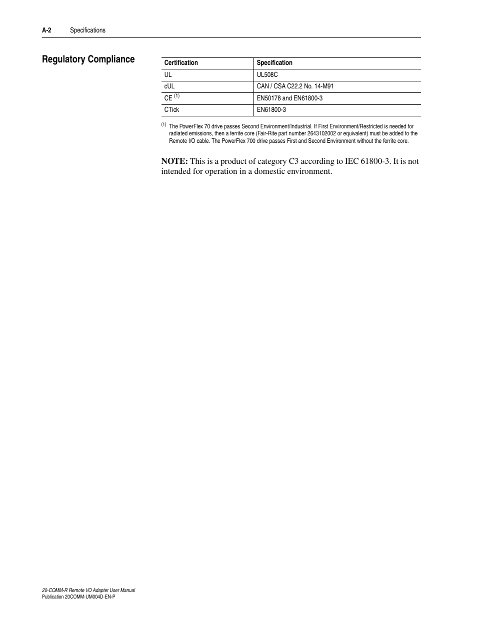 Regulatory compliance | Rockwell Automation 20-COMM-R Remote I/O Adapter User Manual | Page 82 / 128