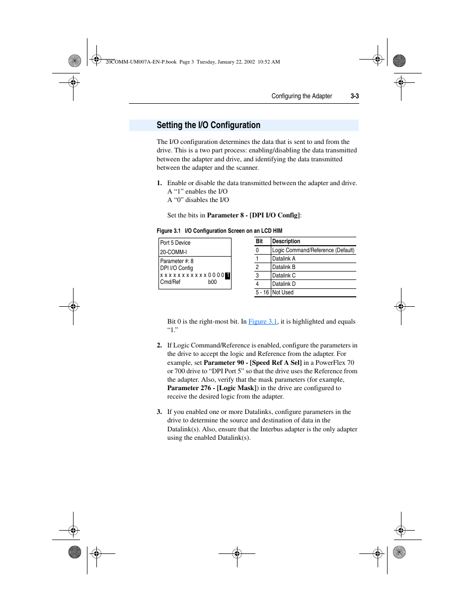 Setting the i/o configuration | Rockwell Automation 20-COMM-I Interbus Adapter User Manual | Page 25 / 118