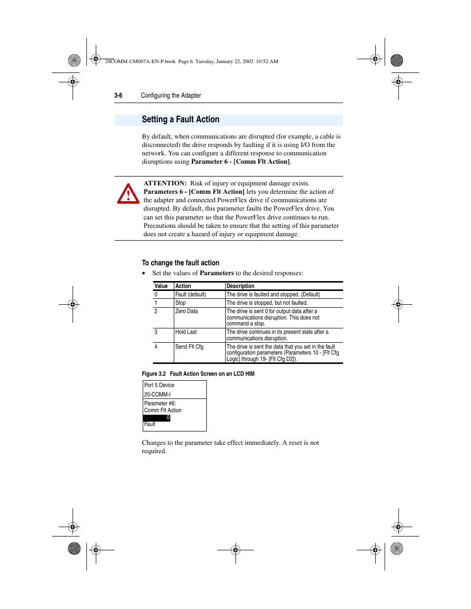 Setting a fault action | Rockwell Automation 20-COMM-I Interbus Adapter User Manual | Page 28 / 118