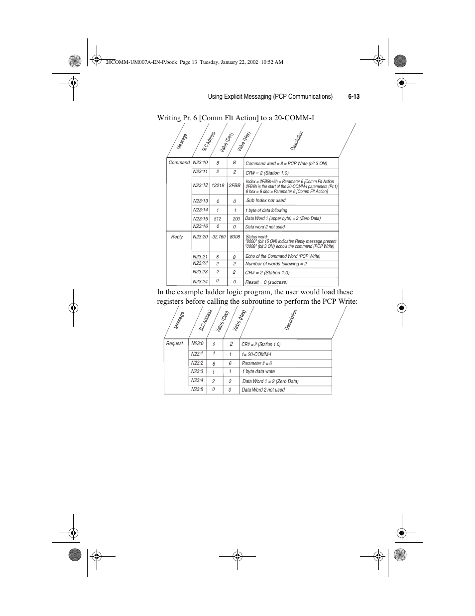 Using explicit messaging (pcp communications) 6-13 | Rockwell Automation 20-COMM-I Interbus Adapter User Manual | Page 75 / 118