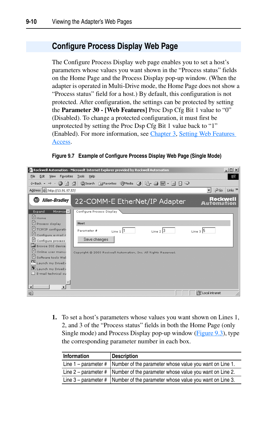 Configure process display web page | Rockwell Automation 22-COMM-E EtherNet/IP Adapter User Manual | Page 102 / 166