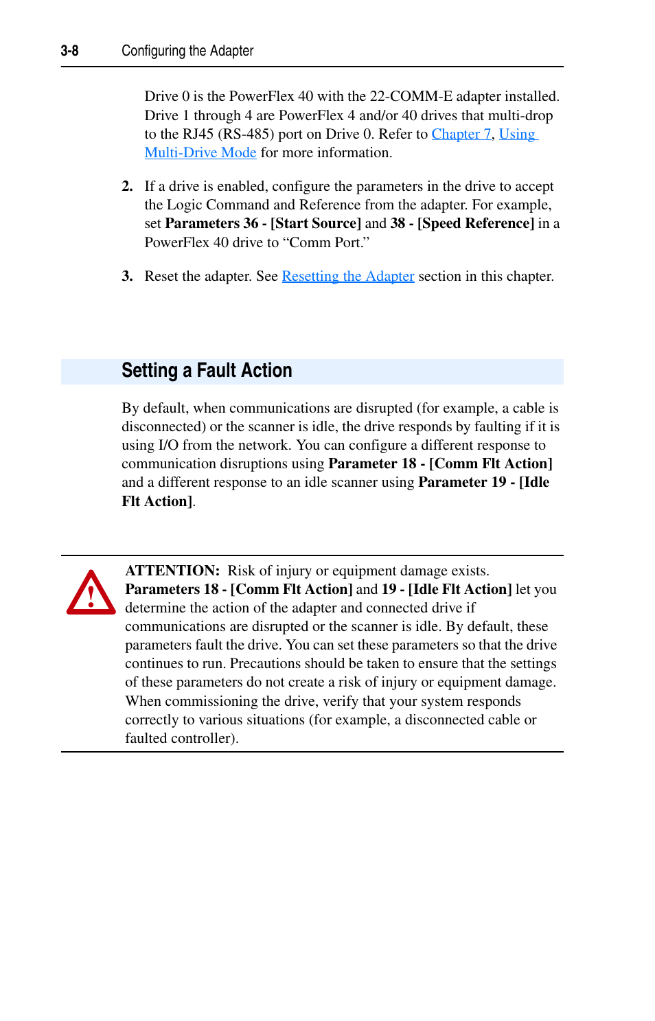 Setting a fault action | Rockwell Automation 22-COMM-E EtherNet/IP Adapter User Manual | Page 32 / 166