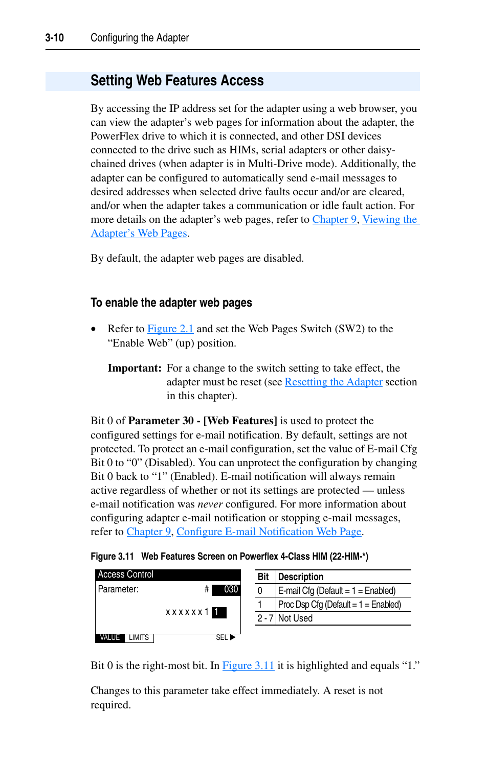 Setting web features access | Rockwell Automation 22-COMM-E EtherNet/IP Adapter User Manual | Page 34 / 166