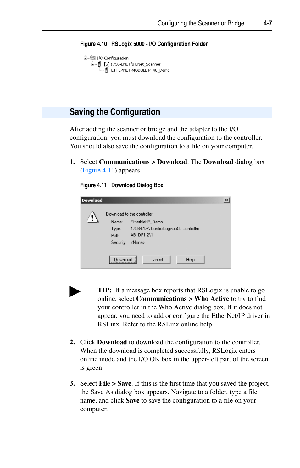 Saving the configuration | Rockwell Automation 22-COMM-E EtherNet/IP Adapter User Manual | Page 43 / 166