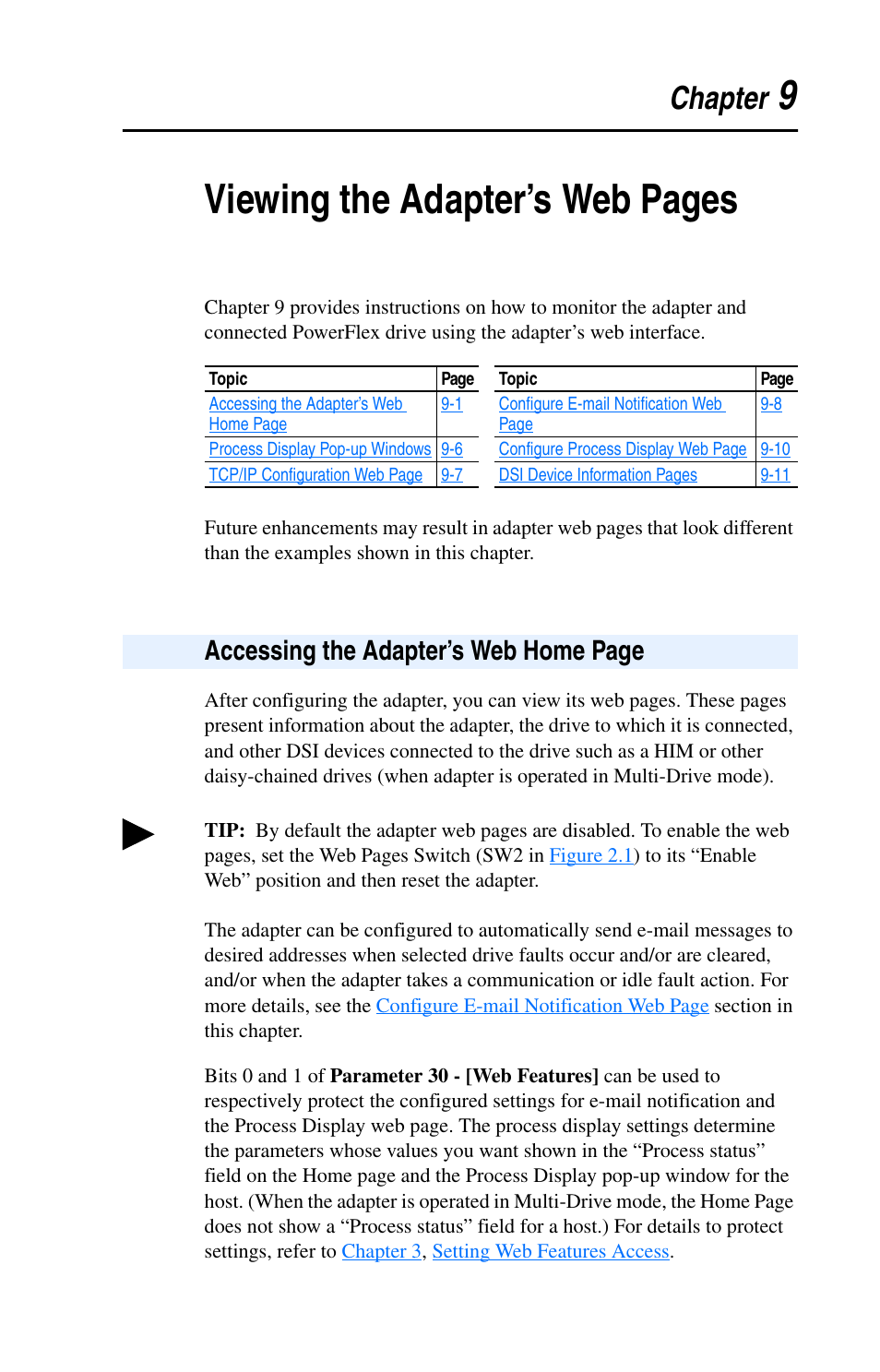 9viewing the adapter’s web pages, Chapter, Accessing the adapter’s web home page | Rockwell Automation 22-COMM-E EtherNet/IP Adapter User Manual | Page 93 / 166