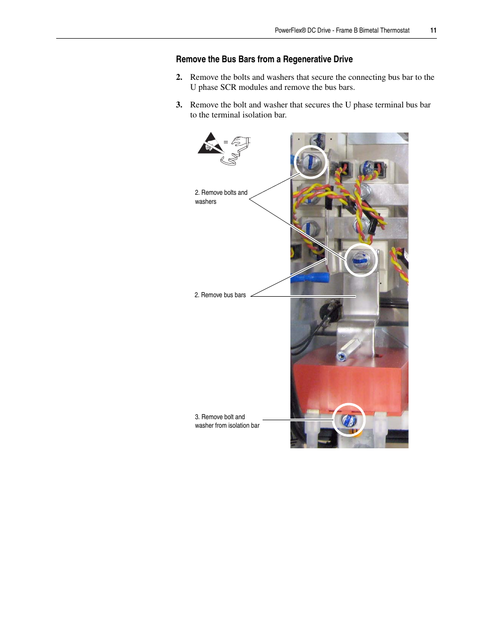E, refer to, Remove | Rockwell Automation 20P PowerFlex DC Drive - Frame B Bimetal Thermostat User Manual | Page 11 / 16