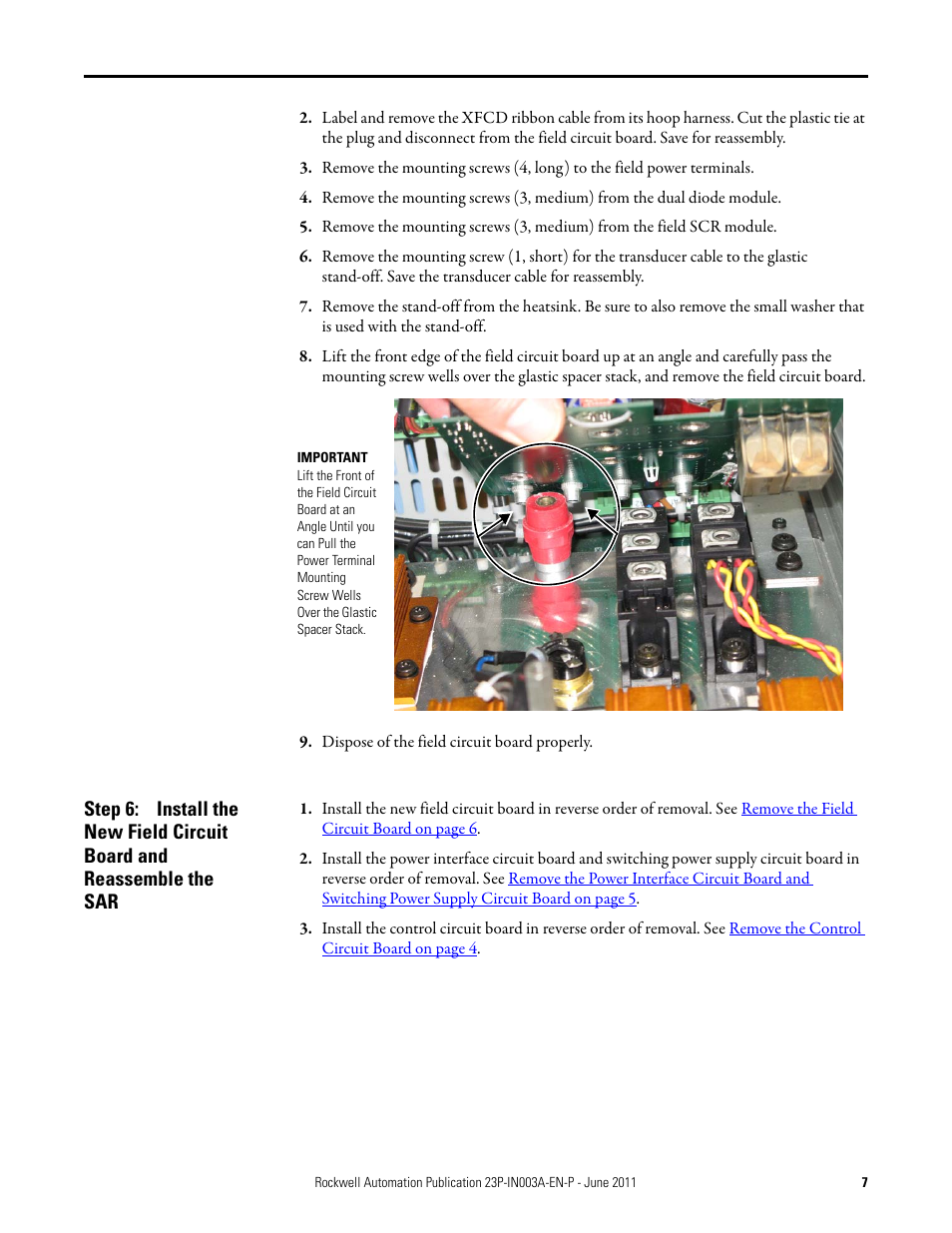 Rockwell Automation 23P PowerFlex DC Stand-Alone Regulator (SAR) Field Circuit Board User Manual | Page 7 / 10