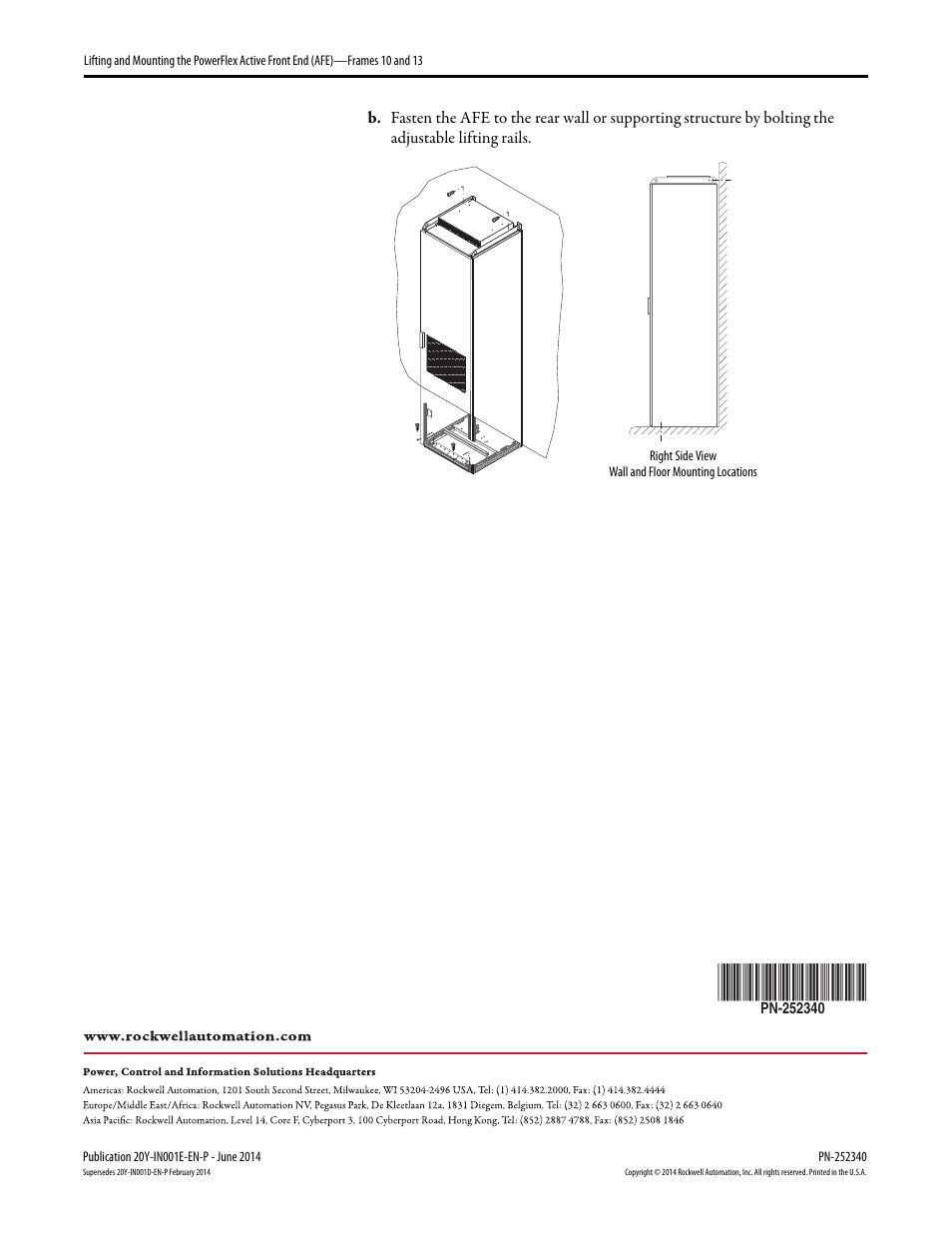 Rockwell Automation 20Y Lifting and Mounting PowerFlex Active Front End (AFE) -- Frames 10 and 13 User Manual | Page 6 / 6