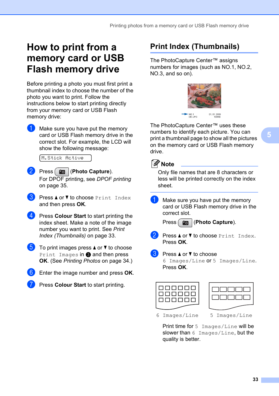 Print index (thumbnails) | Brother DCP-193C User Manual | Page 41 / 118