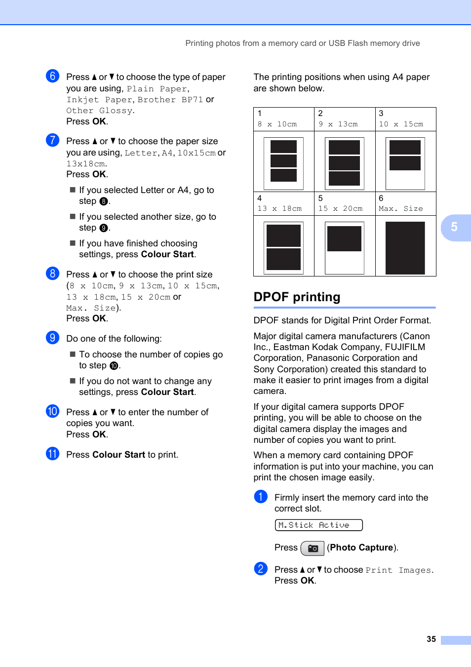 Dpof printing | Brother DCP-193C User Manual | Page 43 / 118
