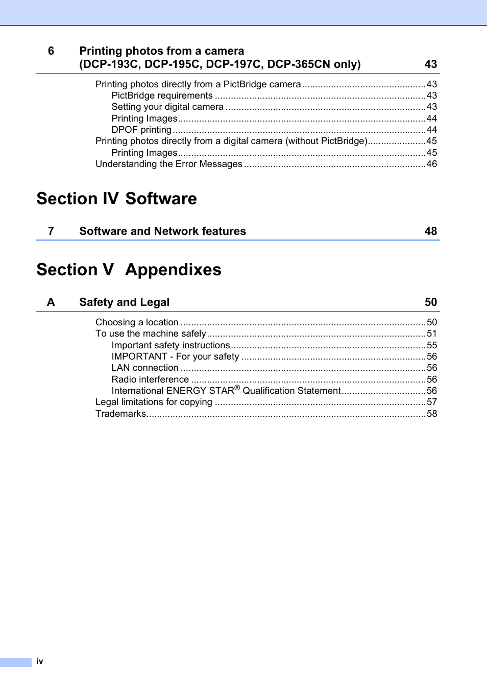 Brother DCP-193C User Manual | Page 6 / 118