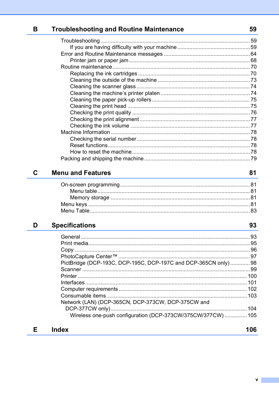 Brother DCP-193C User Manual | Page 7 / 118