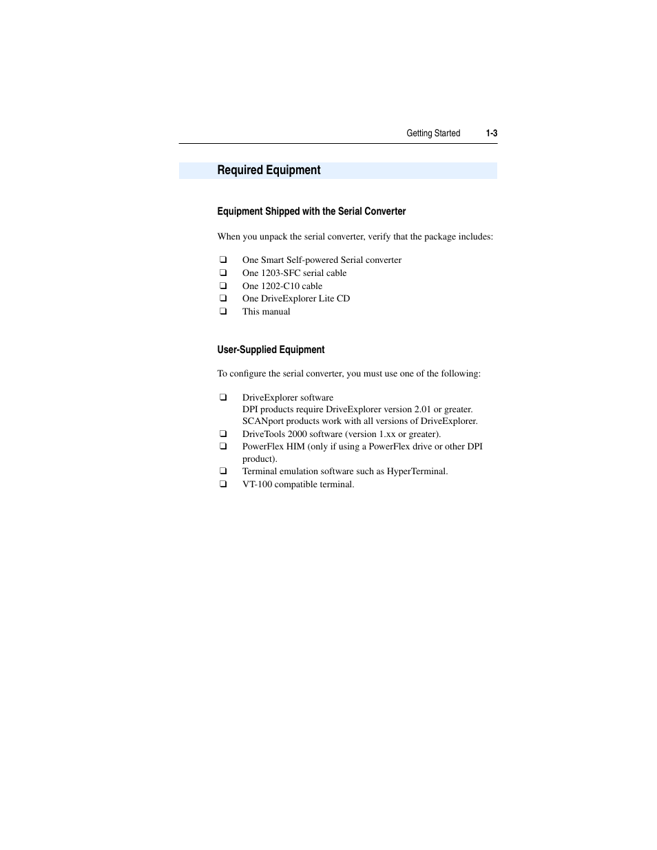 Required equipment, Required equipment -3 | Rockwell Automation 1203-SSS Smart Self-powered Serial Converter User Manual | Page 11 / 60