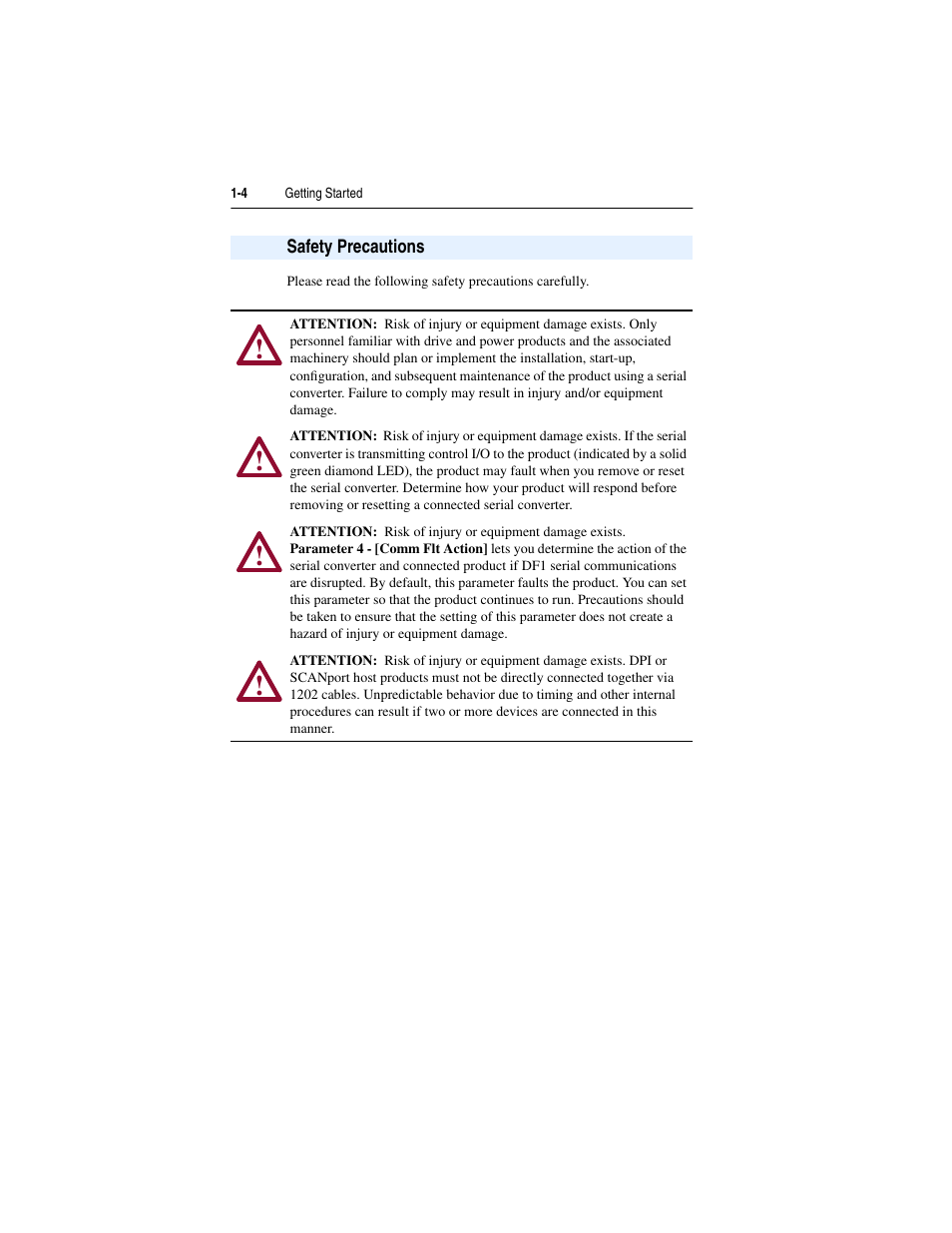 Safety precautions, Safety precautions -4 | Rockwell Automation 1203-SSS Smart Self-powered Serial Converter User Manual | Page 12 / 60