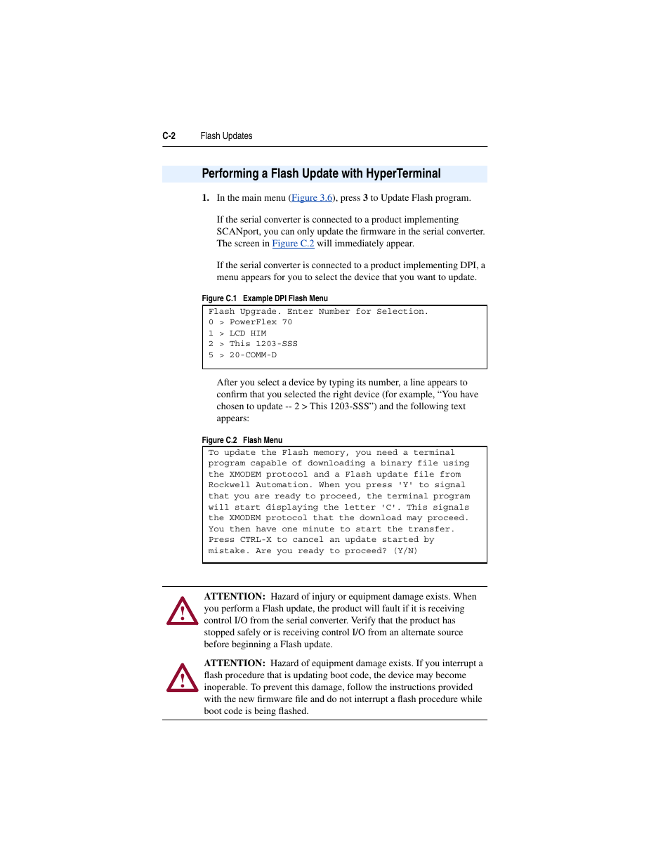 Performing a flash update with hyperterminal | Rockwell Automation 1203-SSS Smart Self-powered Serial Converter User Manual | Page 42 / 60