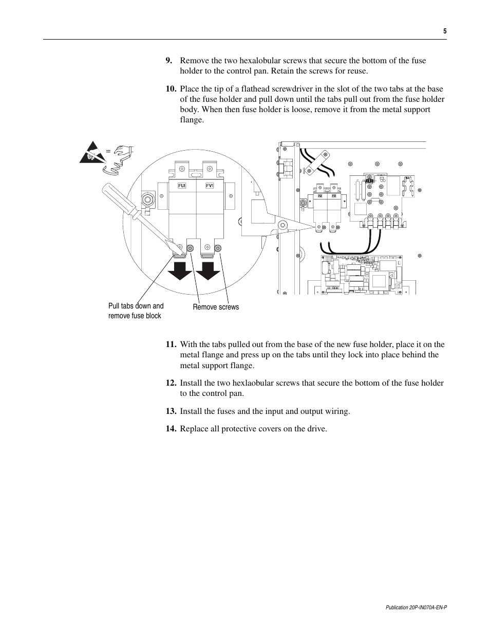 Rockwell Automation 20P PowerFlex DC Drive - Frame D Field Fuse Holder Replacement User Manual | Page 5 / 6