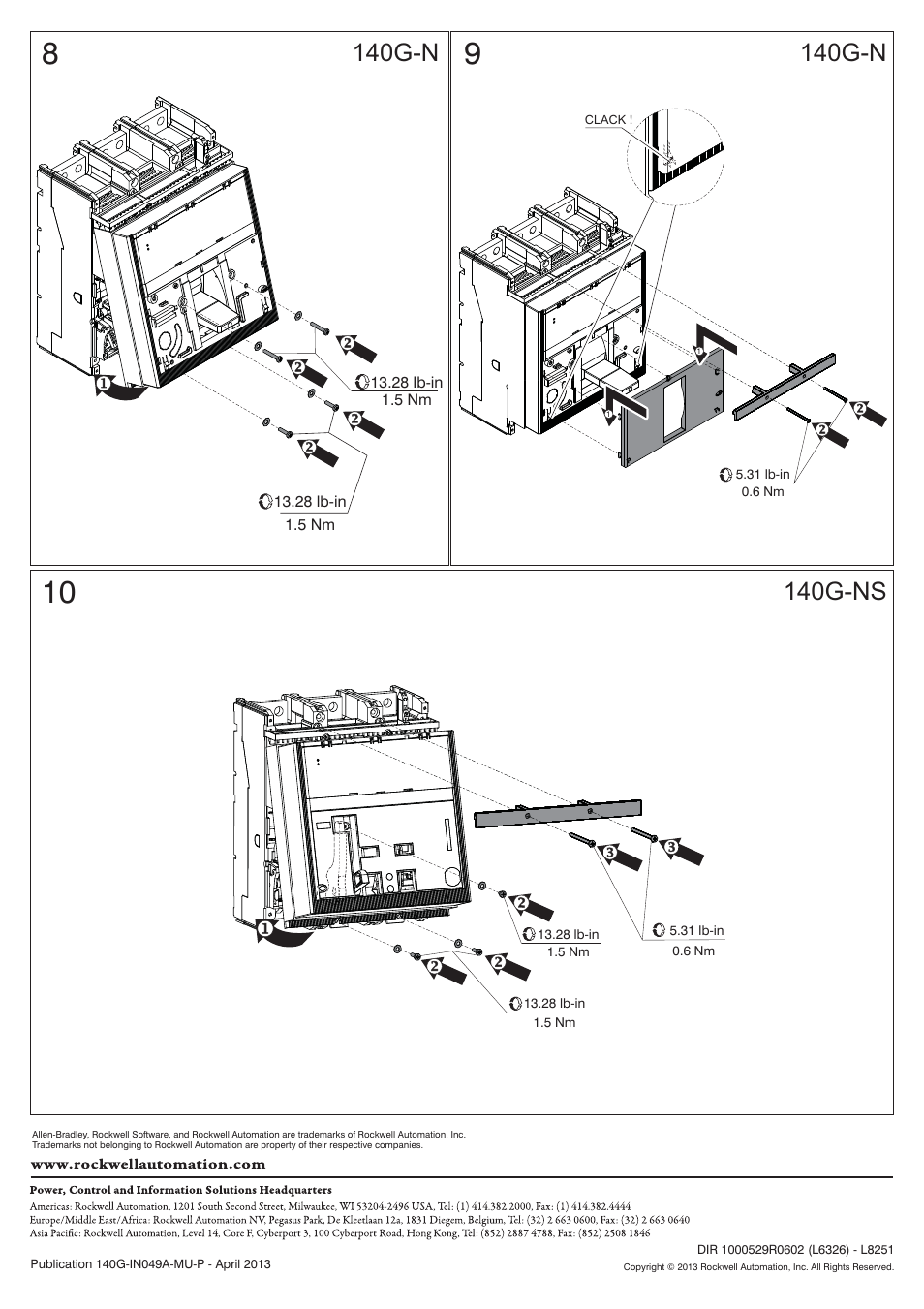 140g-n, 140g-ns | Rockwell Automation 140U Q and M-Frame Circuit Breakers Instruction Leaflet for Shunt Trip User Manual | Page 5 / 5