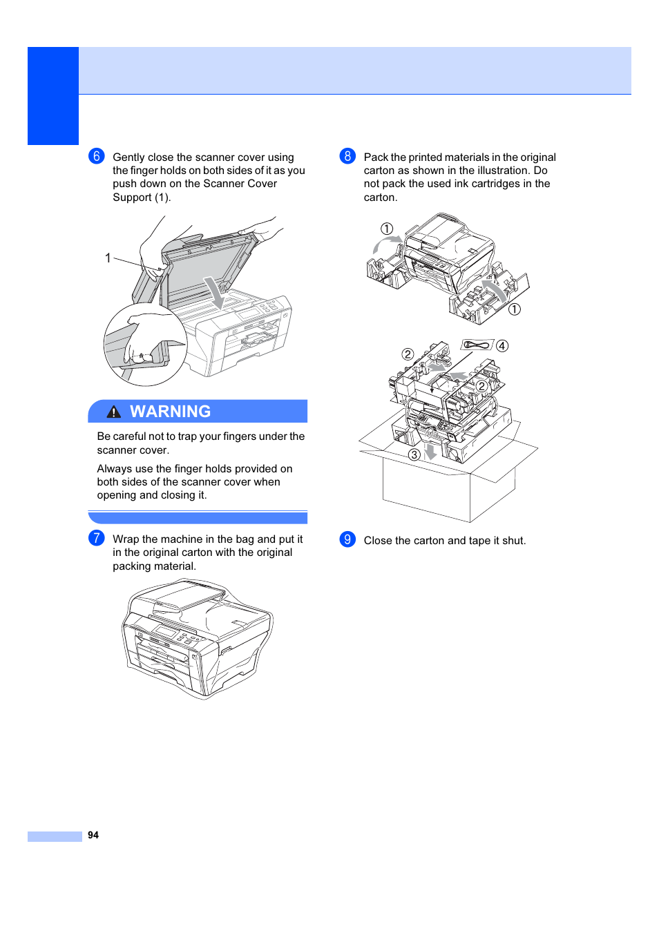 Warning | Brother DCP-6690CW User Manual | Page 100 / 134