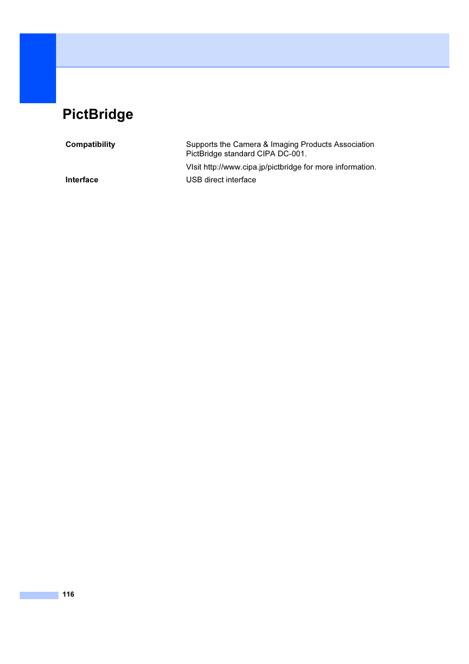 Pictbridge | Brother DCP-6690CW User Manual | Page 122 / 134