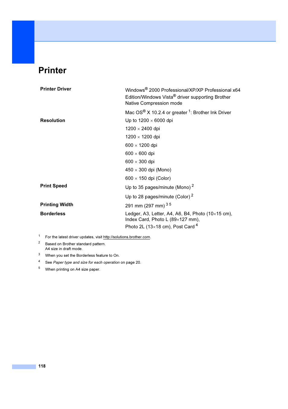 Printer | Brother DCP-6690CW User Manual | Page 124 / 134