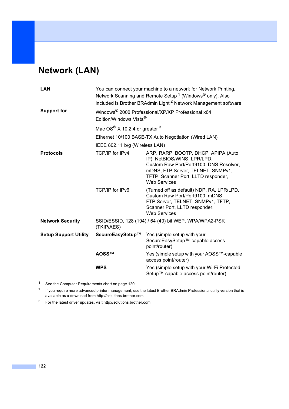 Network (lan) | Brother DCP-6690CW User Manual | Page 128 / 134