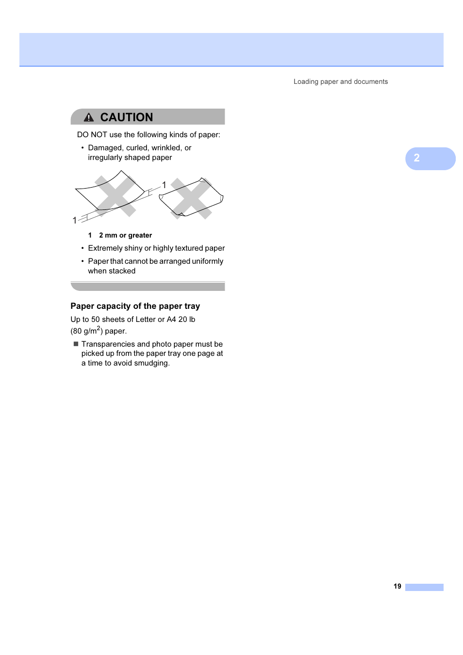 Paper capacity of the paper tray, Caution | Brother DCP-6690CW User Manual | Page 25 / 134