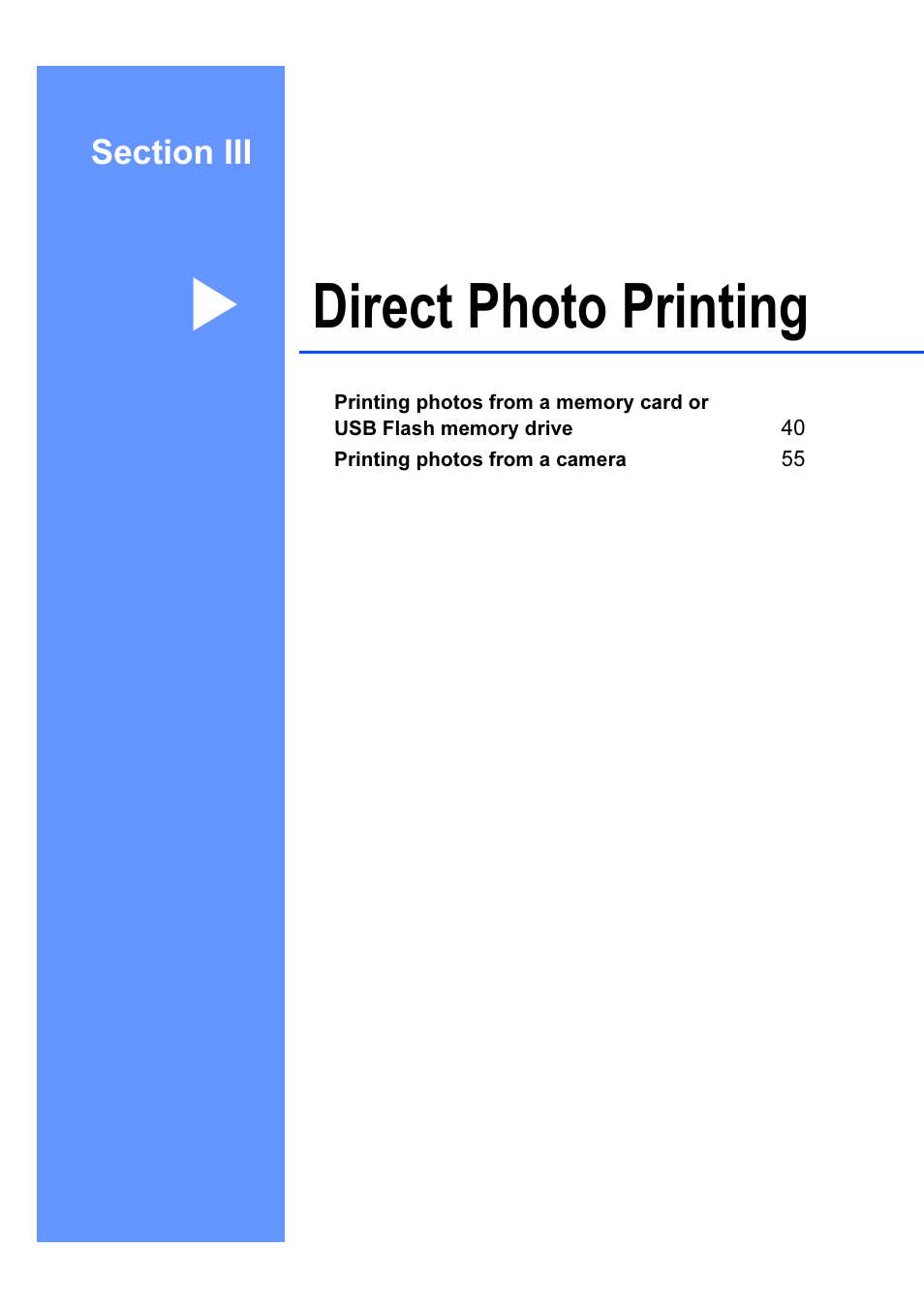 Section iii direct photo printing, Direct photo printing | Brother DCP-6690CW User Manual | Page 45 / 134