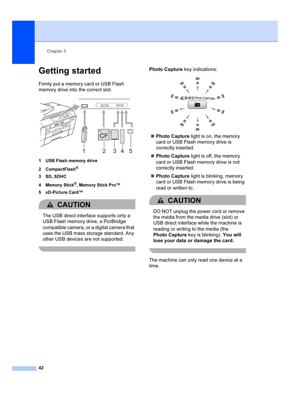 Getting started, Caution | Brother DCP-6690CW User Manual | Page 48 / 134