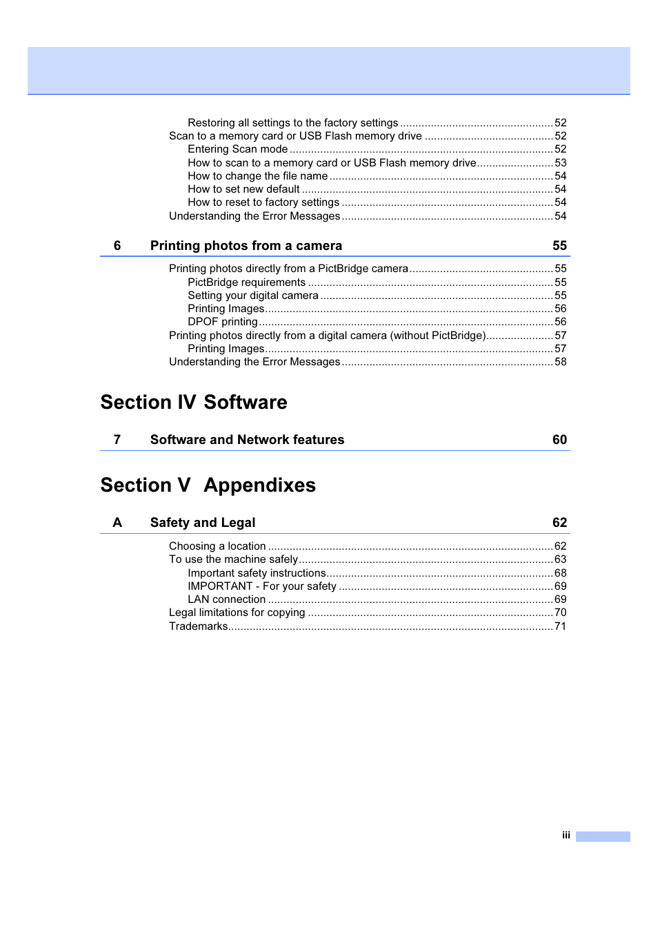 Brother DCP-6690CW User Manual | Page 5 / 134