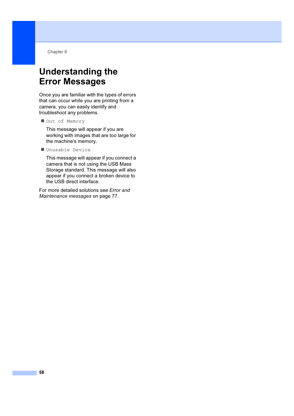 Understanding the error messages | Brother DCP-6690CW User Manual | Page 64 / 134