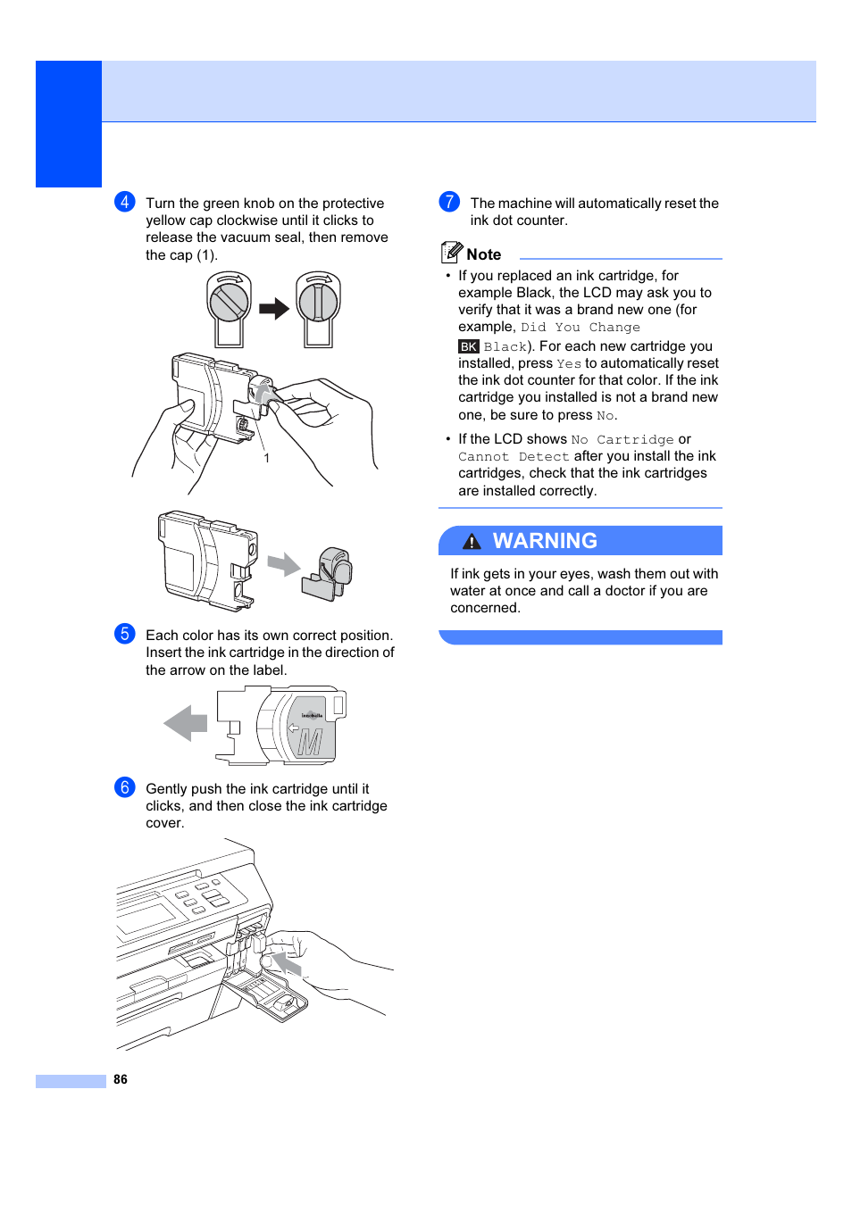 Warning | Brother DCP-6690CW User Manual | Page 92 / 134