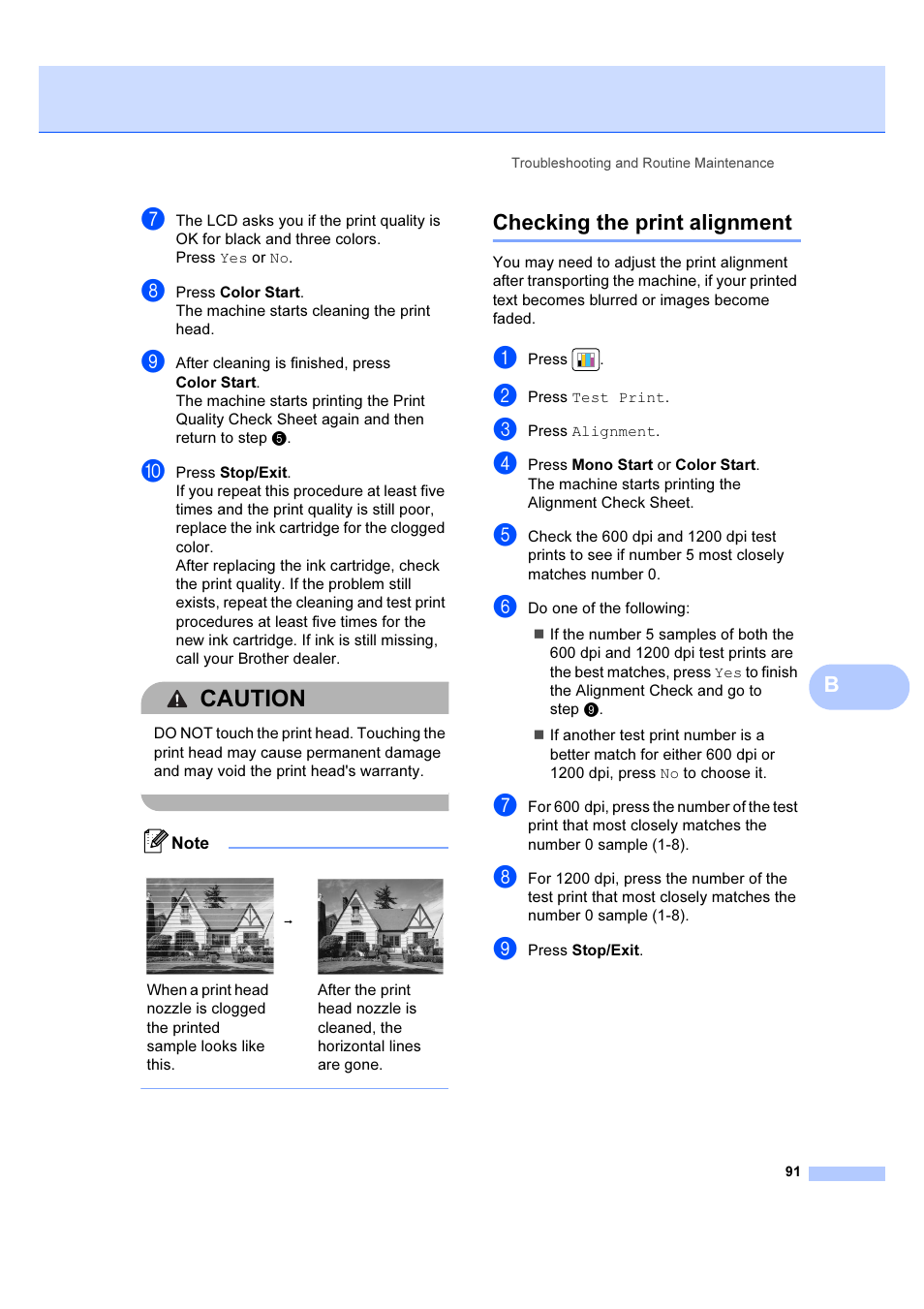 Checking the print alignment, Caution | Brother DCP-6690CW User Manual | Page 97 / 134