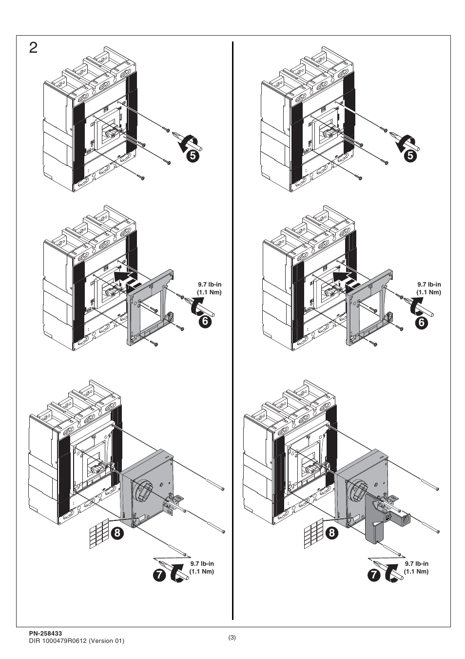 Rockwell Automation 140G-M-RMX_NVMx_RVMx_N7_N8 Rot Oper Mech w/ Ext Handle or Ext Handle w/ NFPA Handle User Manual | Page 3 / 6