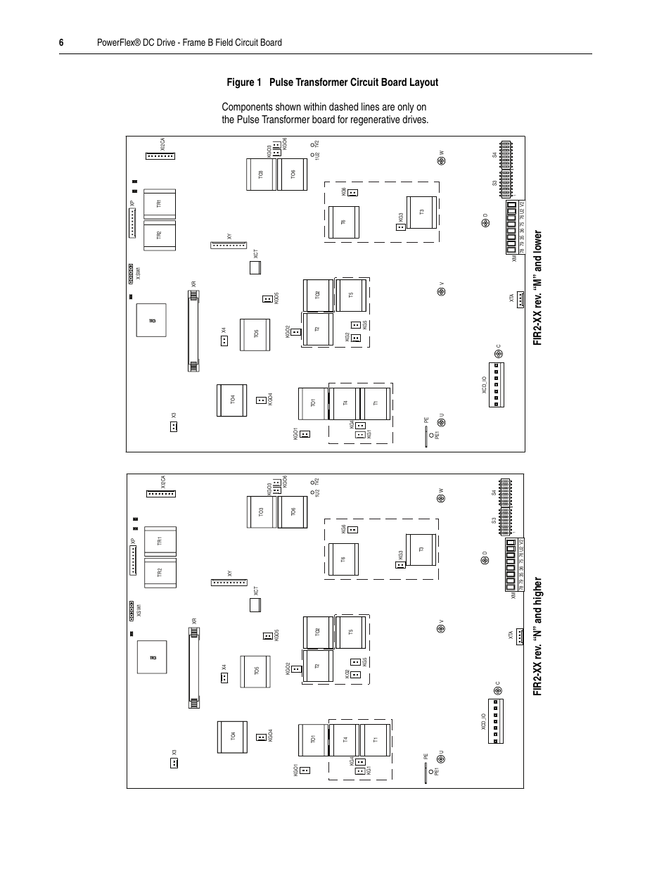 Figure 1 pulse transformer circuit board layout, 6powerflex® dc drive - frame b field circuit board | Rockwell Automation 20P PowerFlex DC Drive - Frame B Field Circuit Board User Manual | Page 6 / 16