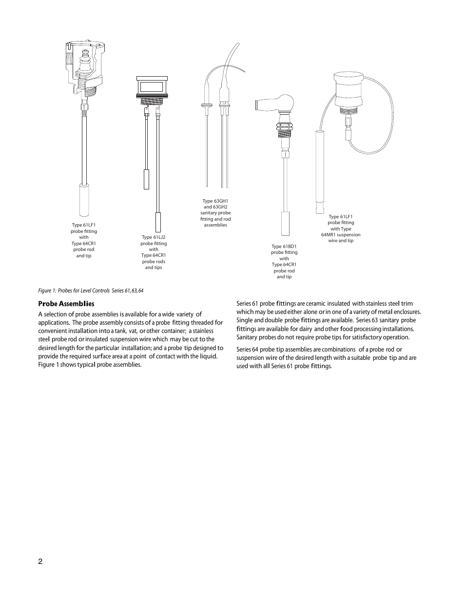 Probe assemblies | Rockwell Automation 13DJ3 Liquid Level Controls User Manual | Page 2 / 16