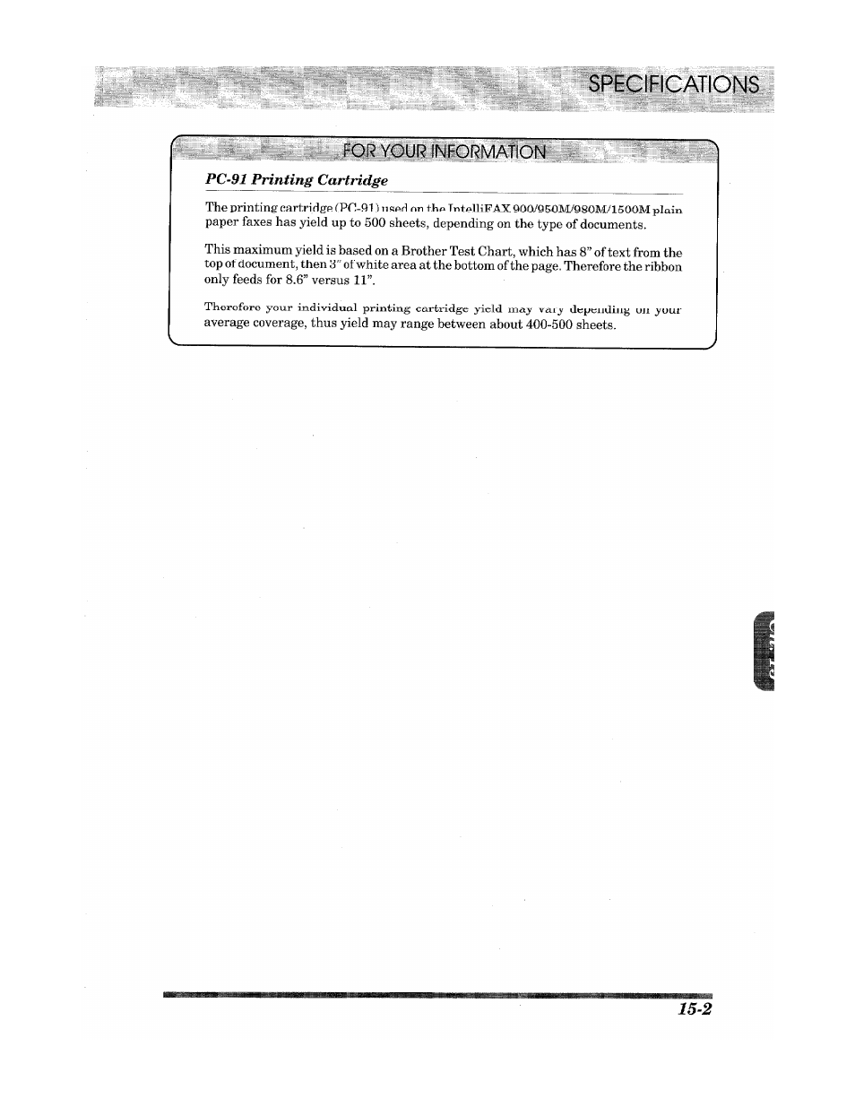 Icifications, For your information | Brother INTELLIFAX 900 User Manual | Page 101 / 104