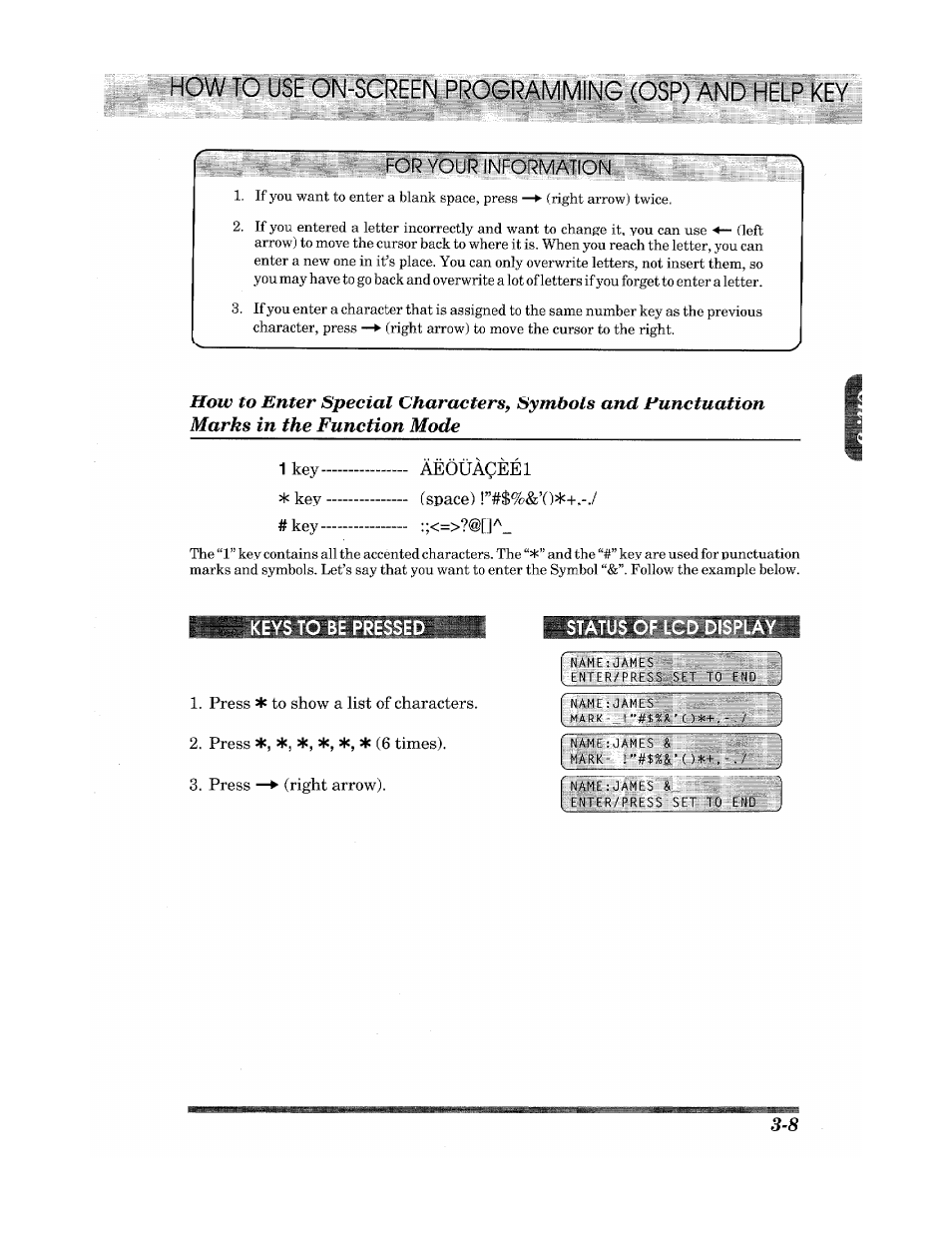 Keys to be presse | Brother INTELLIFAX 900 User Manual | Page 27 / 104