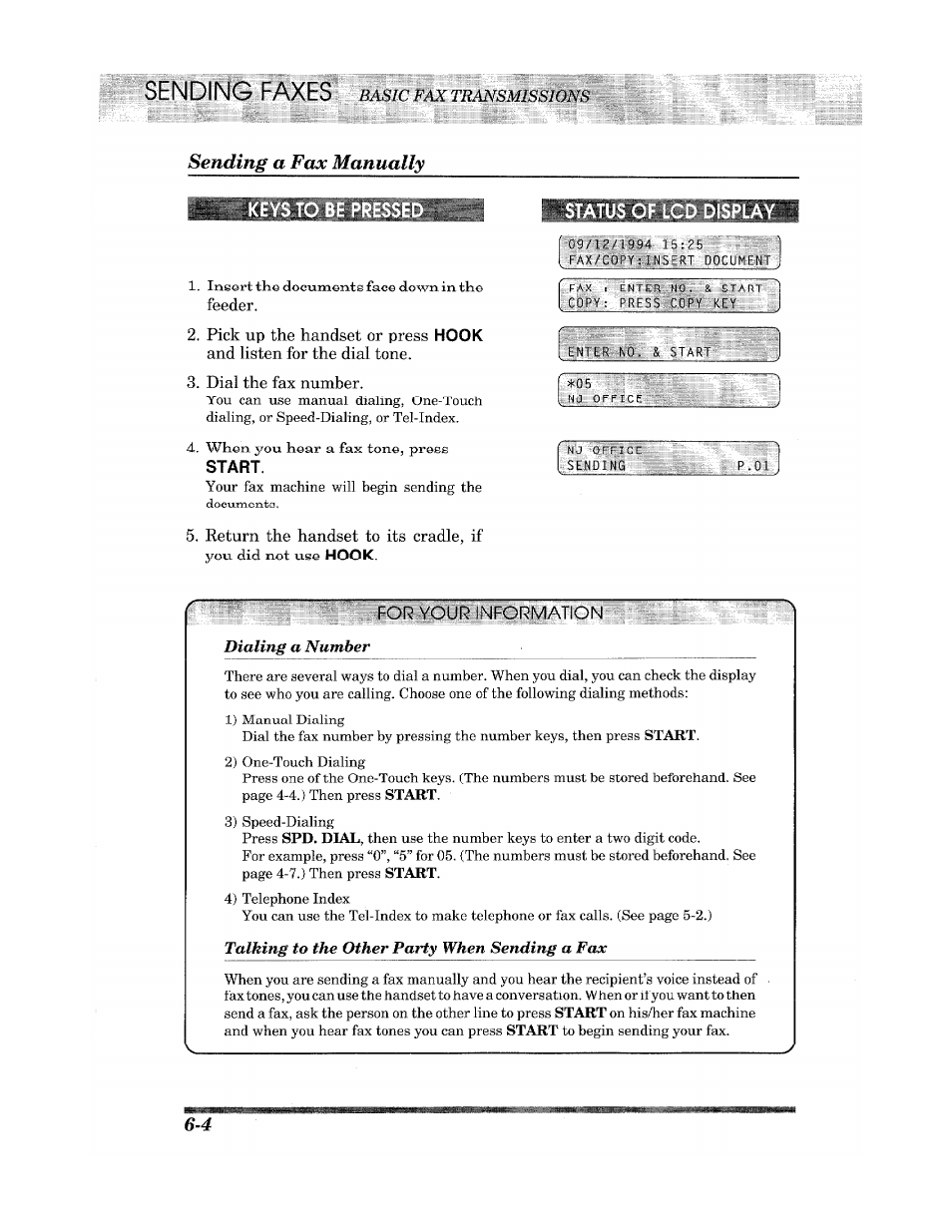 Sending a fax manually | Brother INTELLIFAX 900 User Manual | Page 42 / 104