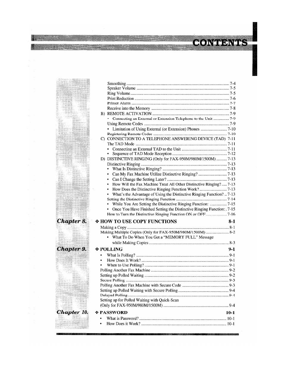 Chapter 9, chapter 10 | Brother INTELLIFAX 900 User Manual | Page 7 / 104