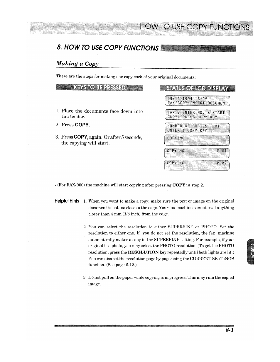 How to use, How to use copy functions | Brother INTELLIFAX 900 User Manual | Page 75 / 104