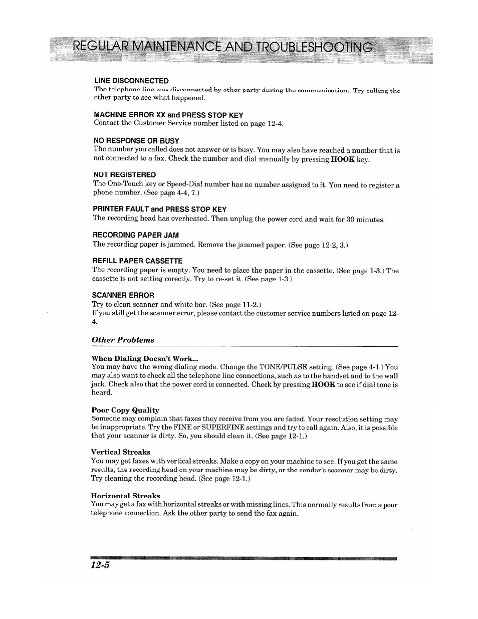 Regular maintenance and troubleshooting | Brother INTELLIFAX 900 User Manual | Page 94 / 104