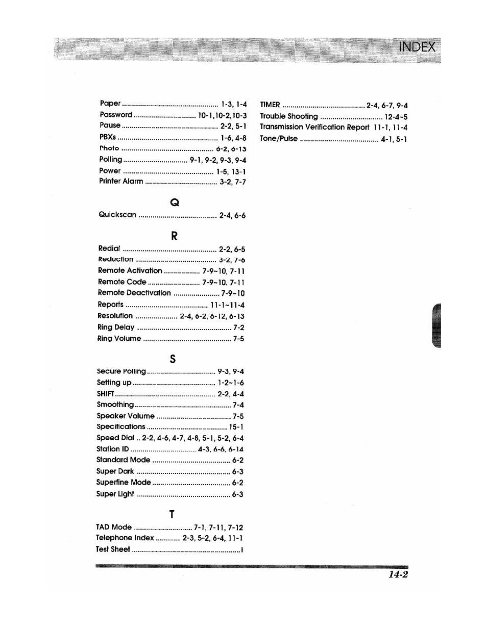 Index | Brother INTELLIFAX 900 User Manual | Page 99 / 104