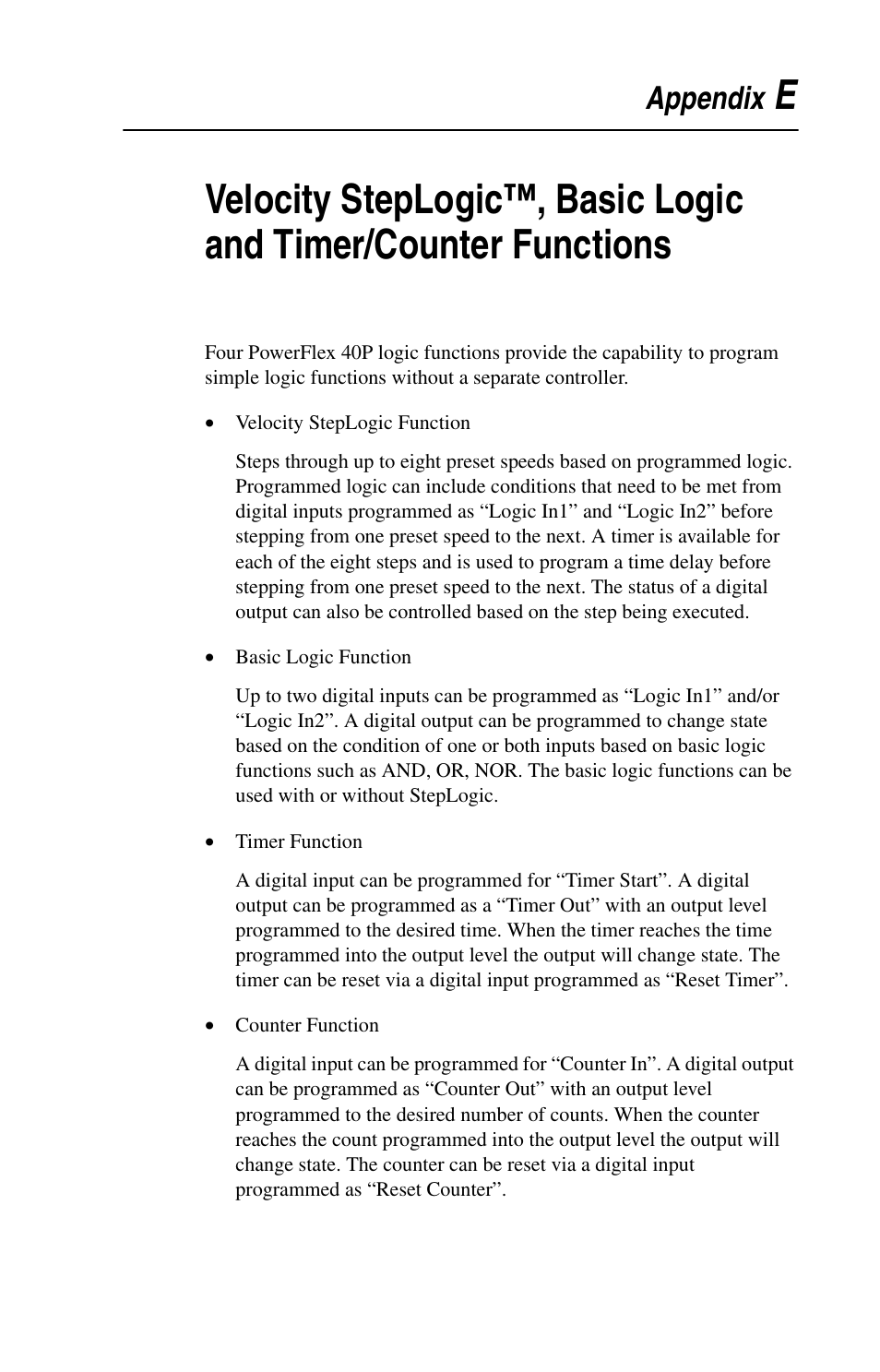 Appendix e, Appendix | Rockwell Automation 22D PowerFlex 40P User Manual, FRN 3 User Manual | Page 161 / 200