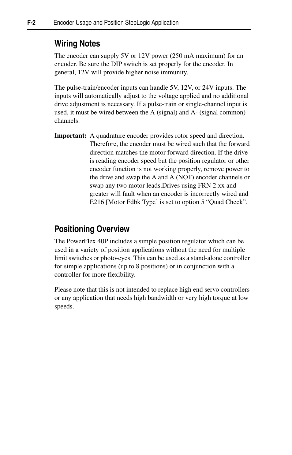 Wiring notes, Positioning overview | Rockwell Automation 22D PowerFlex 40P User Manual, FRN 3 User Manual | Page 170 / 200